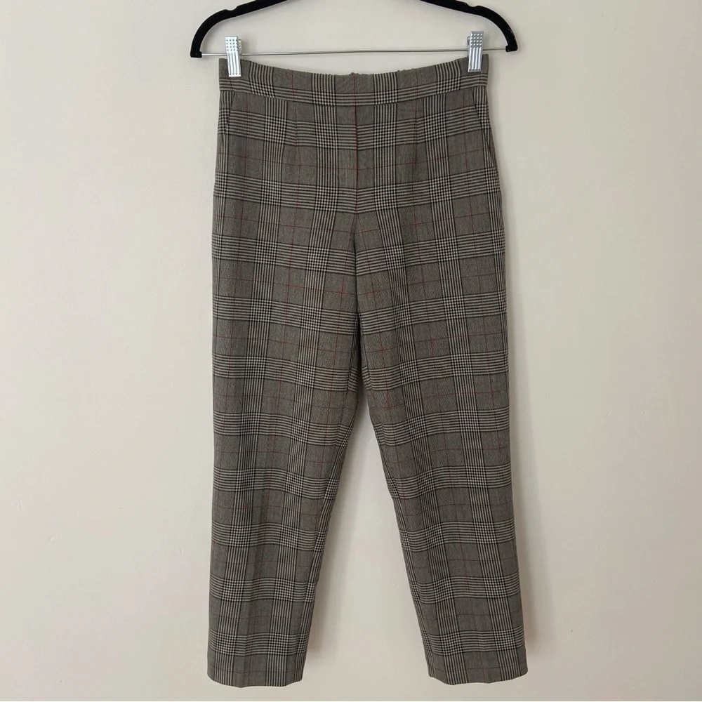 Aritzia Babaton Conan Pant Grey Check Print High Rise Pull On Trousers size 4 - Picture 2 of 9